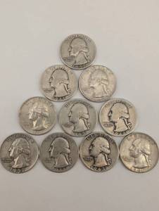 lot 50 image: Lot Of 10 90% Washington Quarters