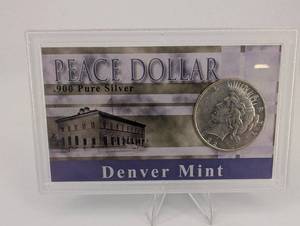 lot 53 image: 1922 Peace Dollar .900 Silver Denver Mint 2014 First Commemorative Mint COA