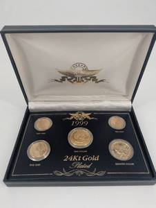 lot 60 image: 1999 24Kt Gold Plated Six-Coin Set in Display Case