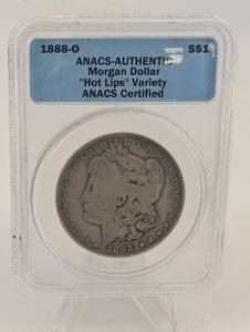 lot 75 image: Morgan Dollar 1888-O Hot Lips Variety ANACS Certified