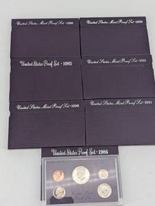 lot 77 image: United States Mint Proof Sets (Lot of 7) 1985-1991