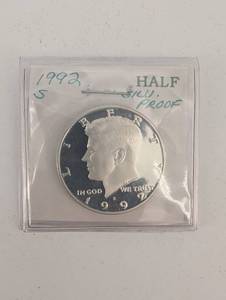 lot 87 image: 1992 Silver Kennedy Half Dollar Proof - United States Mint, 50 Cents