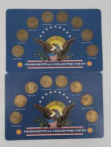 lot 88 image: Shell Presidential Collector Coins - 2 Card Display Set (Presidential Portraits)