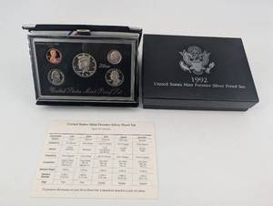 lot 111 image: United States Mint Premier Silver Proof Set 1992