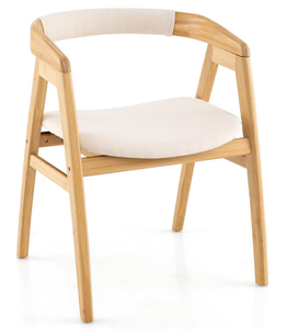 lot 50 image: GOFLAME Bamboo Accent Chair, Mid-Century Modern Armchair with Curved Backrest & Seat Cushion, Upholstered Reading Chair, Leisure Chair for Living Room, Bedroom, Study, Natural 21D x 22W x 29H