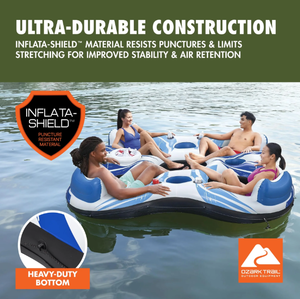 lot 54 image: Ozark Trail Rapid Rider Quadruple River Tube, Blue & White 95 x 95 x 20 With Built In Cooler