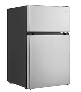 lot 55 image: Vissani 3.1 cu. ft. 2-Door Mini Refrigerator in Stainless Steel with Freezer, ENERGY STAR Model # HVDR31GSE (Transit Damage, See Photos)