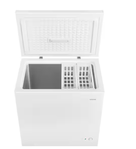 lot 66 image: Vissani 7.0 cu. ft. Manual Defrost Chest Freezer with LED Light in White, Garage Ready Model # HMCF7W5 (Transit Damage)