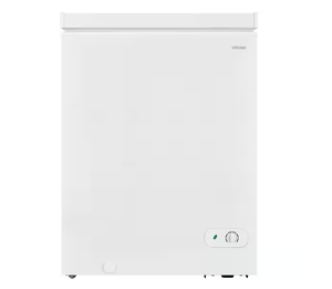 lot 68 image: Vissani 5.0 cu. ft. Manual Defrost Chest Freezer with LED Light in White, Garage Ready Model # HMCF5W5 (Transit Damage, See Photos)