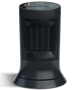 lot 203 image: Honeywell Digital Ceramic Compact Tower Heater Black Indoor Space Heater, Programmable Thermostat, 1500W, Electric