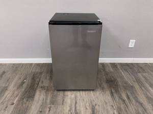 lot 7 image: Vissani 4.3 cu. ft. Mini Refrigerator in Stainless Steel, ENERGY STAR Model # HVAR43GSE (Used, Minor Transit Damage See Photos)