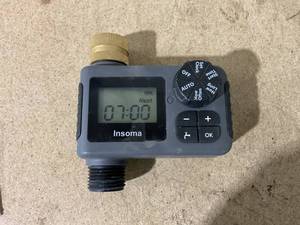 lot 71 image: Insoma Water Timer for Outdoor Garden Hose, Hose Timer with Rain DelayManual Mode, Automatic Drip Irrigation Controller System for Lawn Yard Garden Watering (Used, Missing Tape & Hose Connector)