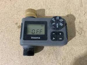 lot 72 image: Insoma Water Timer for Outdoor Garden Hose, Hose Timer with Rain DelayManual Mode, Automatic Drip Irrigation Controller System for Lawn Yard Garden Watering (Used)