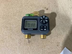 lot 73 image: Insoma 2-Zone Water Timer Brass InletOutlet, Programmable Outdoor Hose Faucet Timers with AutoManual Modes  Rain Delay, Waterproof Sprinkler Timer for Garden, Lawn, Yard, Pool, Save Water & Money (Used)
