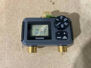 lot 75 image: Insoma 2-Zone Water Timer Brass InletOutlet, Programmable Outdoor Hose Faucet Timers with AutoManual Modes  Rain Delay, Waterproof Sprinkler Timer for Garden, Lawn, Yard, Pool, Save Water & Money (Used)