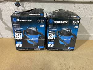 lot 99 image: LOT OF 2 Vacmaster 1.5gal WetDry Vac with Bonus Car Nozzle Portable Electric Shop Vacuum, Multi-Surface, 600W, Corded