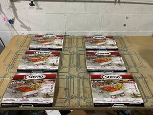 lot 163 image: LOT OF 6 Sterno Folding Wire Racks Sturdy & Reusable 23.75 x 12.37 x 8