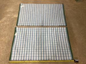 lot 434 image: LOT OF 2 Hearth & Hand NWT 30x50 Soft Woven Gingham IndoorOutdoor Area Rug BlueGreen