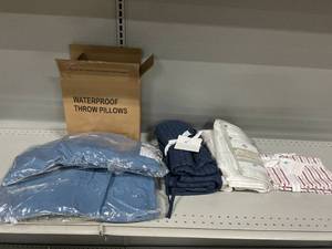 lot 429 image: LOT OF 5 Euro Sham Sets, & 2 Waterproof Throw Pillows