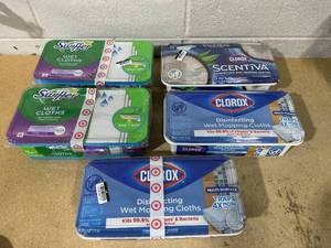 lot 166 image: LOT OF 5 Clorox & Swiffer Wet Mopping Cloths