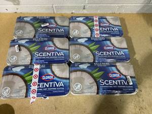 lot 167 image: LOT OF 6 Clorox Scentiva Disinfecting Wet Mopping Cloths