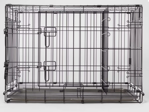 lot 134 image: Boots & Barkley 2 Door Wire Collapsible Dog Crate - Black - Medium Size 30x19x21 (Transit Damage, A Bit Bent)