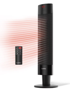 lot 193 image: Lasko Ceramic Pedestal Heater with Remote Control 1500W, Adjustable Thermostat, Portable, LED Display, ETL Listed