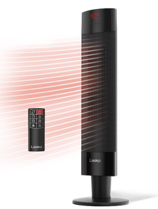 lot 197 image: Lasko Ceramic Pedestal Heater with Remote Control 1500W, Adjustable Thermostat, Portable, LED Display, ETL Listed