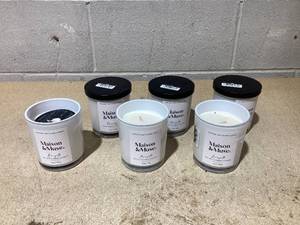 lot 155 image: LOT OF 6 Maison&Muse Natural Soy Blend Candles (Sea Salt & Fresh Coconut, Wild Vanilla & Caramel Scents)