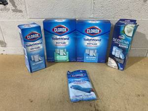 lot 182 image: LOT OF 5 Clorox ToiletWand Refills & Latex Free Gloves