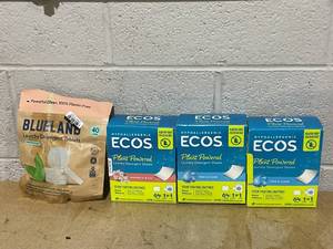 lot 276 image: LOT OF 4 Ecos Laundry Detergent Sheets & Blueland Laundry Detergent Tablets