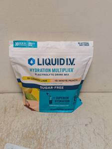 lot 32 image: NEW LIQUID I.V ELECTROLYTE DRINK MIX LEMON LIMEWHITE PEACH 30PK