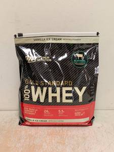 lot 45 image: NEW OPTIMUM NUTRITION GOLD STANDARD WHEY VANILLA ICE CREAM