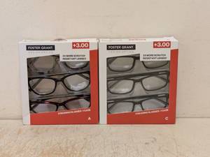 lot 55 image: (2) NEW FOSTER GRANT 3.00 READING GLASSES 3PK