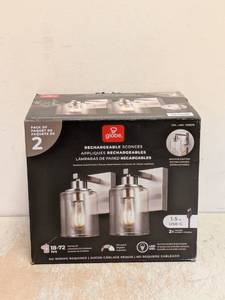 lot 123 image: NEW GLOBE RECHARGEABLE SCONCES 2PK