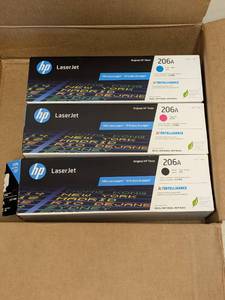 lot 151 image: (3) HP LAZER JET 206A TONER CARTRIDGES (BLACKMAGENTACYAN)