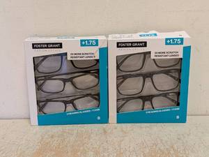 lot 150 image: (2) NEW FOSTER GRANT 1.75 READING GLASSES 3PK