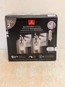 lot 136 image: NEW GLOBE RECHARGEABLE SCONCES 2PK