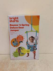 lot 198 image: NEW BRIGHT STARTS BOUNCE N SPRING DELUXE DOOR JUMPER