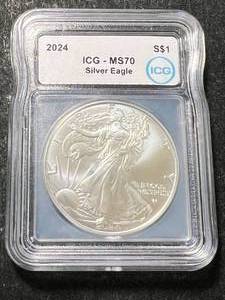 lot 14 image: 2024 AMERICAN SILVER EAGLE ICG MS70