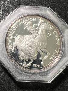 lot 17 image: 1 TROY OZ .999 FINE SILVER SOVEREIGN NATION ROUND IN CASE