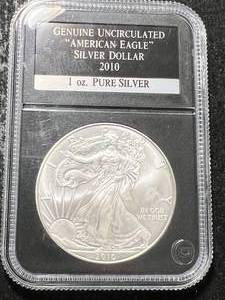 lot 38 image: 2010 AMERICAN SILVER EAGLE SLABBED UNC