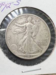 lot 42 image: 1942-S US WALKING LIBERTY HALF DOLLAR