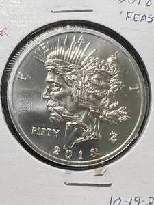 lot 56 image: 1 TROY OZ .999 FINE SILVER ZOMBUCKS ROUND