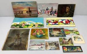 Group Of Famous Artist JAMES OTIS BURNLEY Unframed Miniature Paintings Largest Being 10 x 14