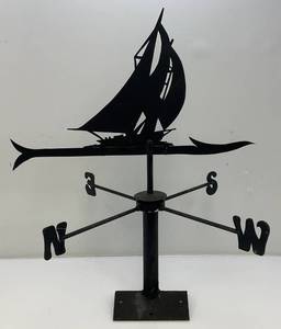 Antique Heavy Metal Sailboat Themed Weathervane 26" x 32"