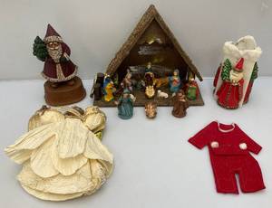 Misc. Vintage Christmas Dcor Including Nativity Set And More