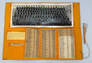 Vintage Wartime Panoramic Photo With Roster On Poster Board