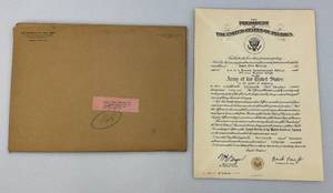 1952 United States Of America Army Officers Grade Certificate