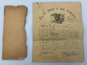 1965 CIVIL WAR ERA United States Of America Discharge Papers Signed By Edward Byrne Major Commanding The Regiment